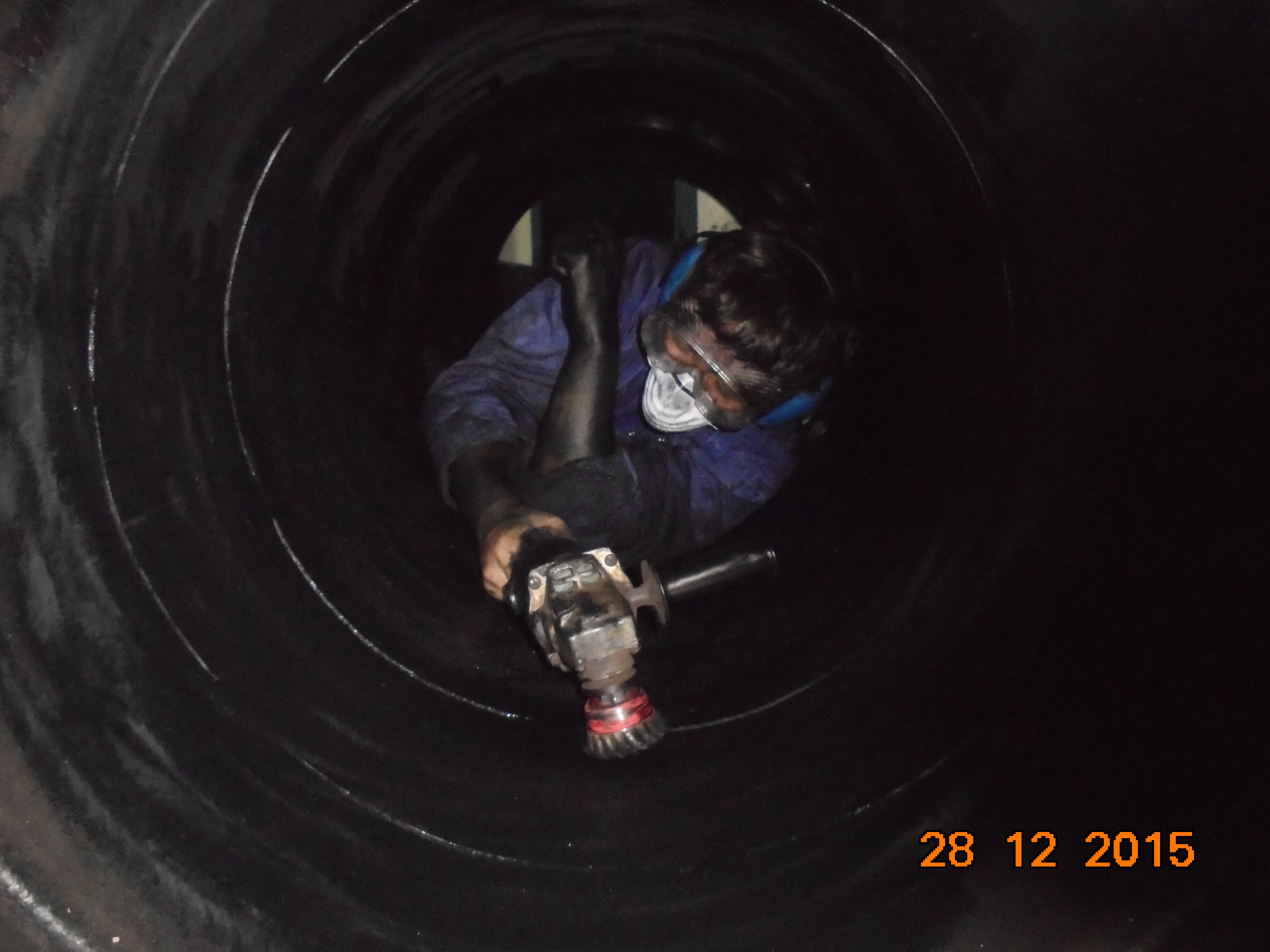 Inside a ship's tank, 2015 — motorman days
